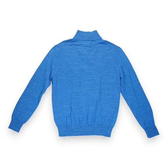 NWT J.Crew Ragland Half-Zip Sweater Men XL Blue Cotton Mock Neck Casual - Picture 2 of 5